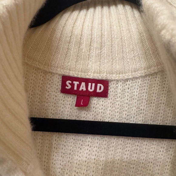STAUD $495.00 Hampton Half-Zip cropped 100% Cashmere Sweater - Picture 3 of 3